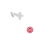 S925 sterling silver marquise crown labret stud with cross flower zircon pattern - Single White Gold #5 (Clover Flower)
