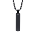 Minimalist black rectangular vertical bar pendant necklace with sleek matching chain - Black Necklace