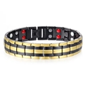 Bracciale per magnetoterapia da uomo in acciaio al titanio con maglie bicolore oro e nero - Bracciale 4 (Oro e Nero)