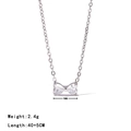 Elegant silver bow pendant necklace with sparkling cubic zirconia and dimensions data - Necklace / Silver