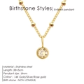 Stainless steel birthstone necklace with 14K gold finish and November Jonquil gem - November Light Yellow (Light Yellow Rhinestone) / Gold