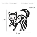 Spilla gatto scheletro nero in lega di zinco e vernice ecologica 3,8x3,7cm - Gatto scheletro nero (CC746)