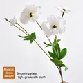 White silk artificial butterfly ranunculus flower with 4 blooms and 2 buds at 49cm height - White