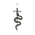 Vintage silver zinc alloy snake sword pendant with detailed texture on white background - 1pc Snake Wrapped Sword Pendant 54mm