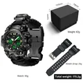 Tactical dual-display watch set with woven strap, extra band and packaging box dimensions - 827-20 + Packaging + PU Strap