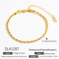 Waterproof 18K gold plated stainless steel twist rope chain bracelet in 2.74mm width - 18k Gold / Thickened Rope Chain Style (SL41287)