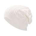 Gorro de invierno blanco de punto de ochos con forro polar y dobladillo acanalado - Blanco