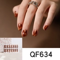 Detail of amber leopard print nail stickers with glossy finish and floral gift packaging - Amber Texture Leopard Print Fashion Style (QF634)