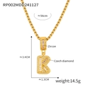 Gold-plated letter K pendant necklace with sparkling cubic zirconia on box chain - Letter K Necklace