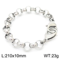 Bracelet chaîne en acier inoxydable pour homme avec double boucle et fermoir mousqueton - Style Maillons Ronds (KB162556-Z) / 210x10mm