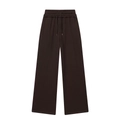 Dettaglio dei pantaloni in maglia marrone scuro a gamba larga con coulisse in vita - S / Pantaloni Color Caffè