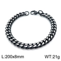 Pulsera cubana bicolor en negro y plata de acero inoxidable con 8mm de ancho y 200mm largo - Pulsera Bicolor Negro Plata 20cm (KB147972-Z)