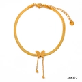 Cavigliera in acciaio inossidabile dorato con farfalla satinata a doppio strato e nappe - Oro (JAK372)