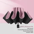 Automatic inverted cherry pink umbrella with black UV coating and 98cm diameter coverage - 8 Bone Manual Inverted Umbrella Pink