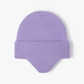 Bonnet en tricot violet clair pour femme avec protection d'oreilles et bord large - Taille unique / Mauve chiné (22B033)