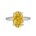 Anello in argento sterling S925 con un grande diamante giallo ovale e montatura a quattro griffe - US 5 / Argento/Giallo