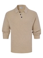Dettaglio della trama a maglia del cardigan polo beige da uomo con colletto a tre bottoni - M / Cachi