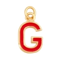 Golden alphabet G pendant with vibrant red enamel finish for necklaces and jewelry - Red - Letter G