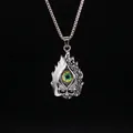 Collana punk gotica occhio del diavolo con bulbo oculare verde e ciondolo teschio a fiamme - Fiamma Malocchio 6