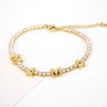 Bracciale MAMA placcato oro con zirconi micro-pavé e chiusura a catena regolabile - MAMA