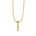 Polished gold finish initial necklace featuring a sleek oval pendant and bead chain - Letter I