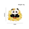Spilla in smalto panda cartone con girasole, peso 4g, dimensione 2,6cm x 3cm accessorio - Panda girasole