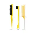 Set of 3 yellow hair styling tools with teasing brush, edge control, and tail comb - Yellow