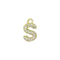 Golden micro-pave S-letter pendant with sparkling zircons for DIY jewelry making - Letter S / Gold