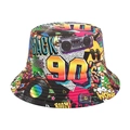 Détail des motifs rétro des années 90 et imprimés pop art colorés sur le bob en coton - M(56-58cm) / Imprimé Rétro 90S
