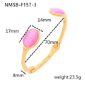 Detail view of 18K gold stainless steel bangle with pink stones and size measurements - 18K Gold