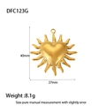 Detailed dimensions of gold heart sunburst locket showing 40mm height and 37mm width - Gold Heart Sunburst (DFC123G)