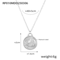 Silver Leo zodiac embossed circular pendant in titanium steel with 40+5cm chain - Virgo / Silver