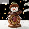Sac cadeau de Noël bonhomme de neige marron avec flocon et fenêtre cœur, 15x22 cm - AFLD5-2 Bonhomme de Neige Café 15x22cm