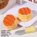 Miniature resin waffle and cheese knife set for DIY charms and dollhouse decor - Stacked Pancakes