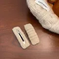 Two-piece beige plush knit hair clips for women with elegant autumn texture - Two-Piece Set / Milk Coffee