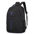 Black sport backpack with blue accents featuring multiple compartments and side mesh pockets - 2023 Blue