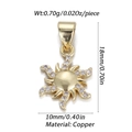 Détail du pendentif soleil en cuivre plaqué or 14K de 18mm par 10mm avec incrustations - Soleil Strass/Or/Radiant