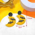 Halloween polymer clay drop earrings featuring a yellow moon and black bat design - Yellow Moon