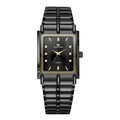 Montre VA VA VOOM noire rectangulaire à quartz avec index en strass et bracelet métal - Hommes Noir (VA-2521-HJ)