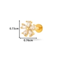 Golden flower labret stud with clear zircon stones and internal threading for piercings - Six-Petal Flower (0169-6#) / Gold