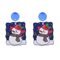 Detail shot of cute acrylic snowman earrings with festive blue and white glitter design - No.8 - Snowman Blue
