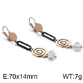 Pendientes de acero de titanio con eslabones negros y colgante de cristal claro - Oro Rosa y Negro