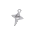 Close-up of silver four-point star pendant with micro-pave central zircon stone - White Gold Four-pointed Star