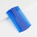 Close-up of dual-sided blue pet flea comb with fine and dense plastic teeth for grooming - M / Dark Blue