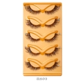 Five pairs of clear band cat eye false eyelashes with colorful bead accents on a yellow tray - Mixed Color Decoration Style (ZZJ5-013)