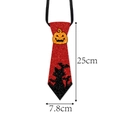 Halloween sequin tie with pumpkin and black cat design in black and red colors - Style 3 (Red Pumpkin Black Cat)