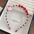 Handmade Christmas headband with red green white beads and 3D Santa Claus figure - 7-Santa Claus Headband