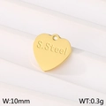 Golden heart-shaped stainless steel pendant with 10mm width and 0.3g weight engraving - Gold Heart (KLJ9164-Z)