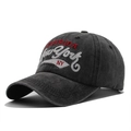 Gorra de béisbol vintage de algodón lavado gris oscuro con bordado de New York y visera - Ajustable / Negro