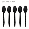 Set of 10 black dinosaur theme party spoons made of durable plastic for kids birthdays - Black Plastic Spoon 10PCS